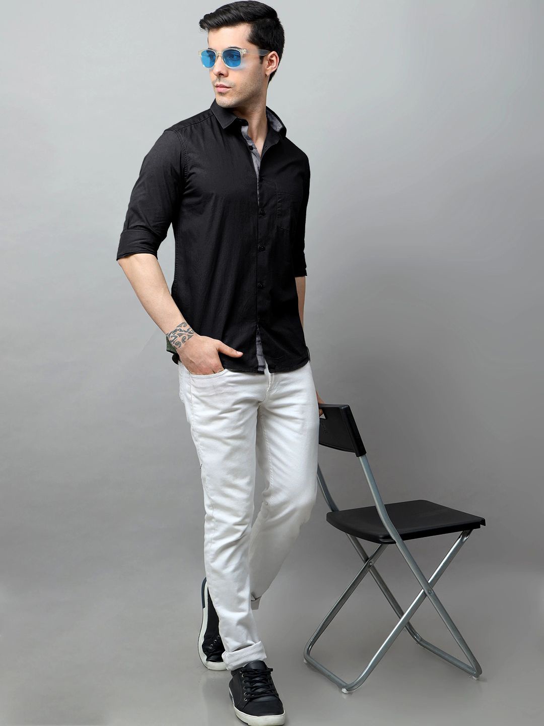 

SZN Men Standard Opaque Formal Shirt, Black
