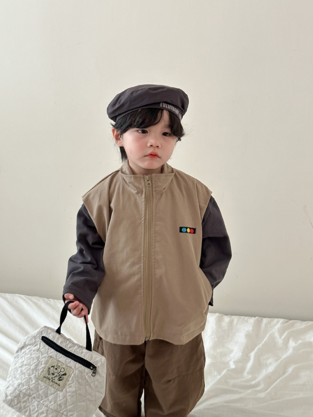 

LULU & SKY Unisex Kids Colourblocked without Crop Sporty Jacket, Beige