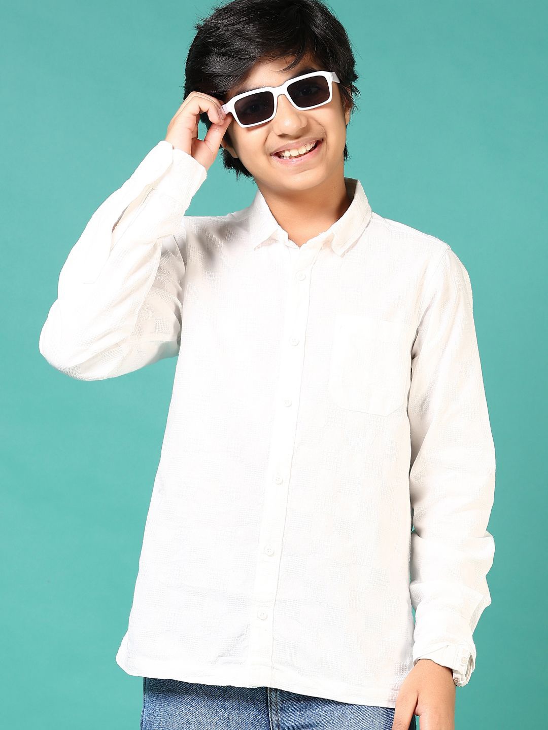 

V-Mart Boys Opaque Printed Casual Shirt, White