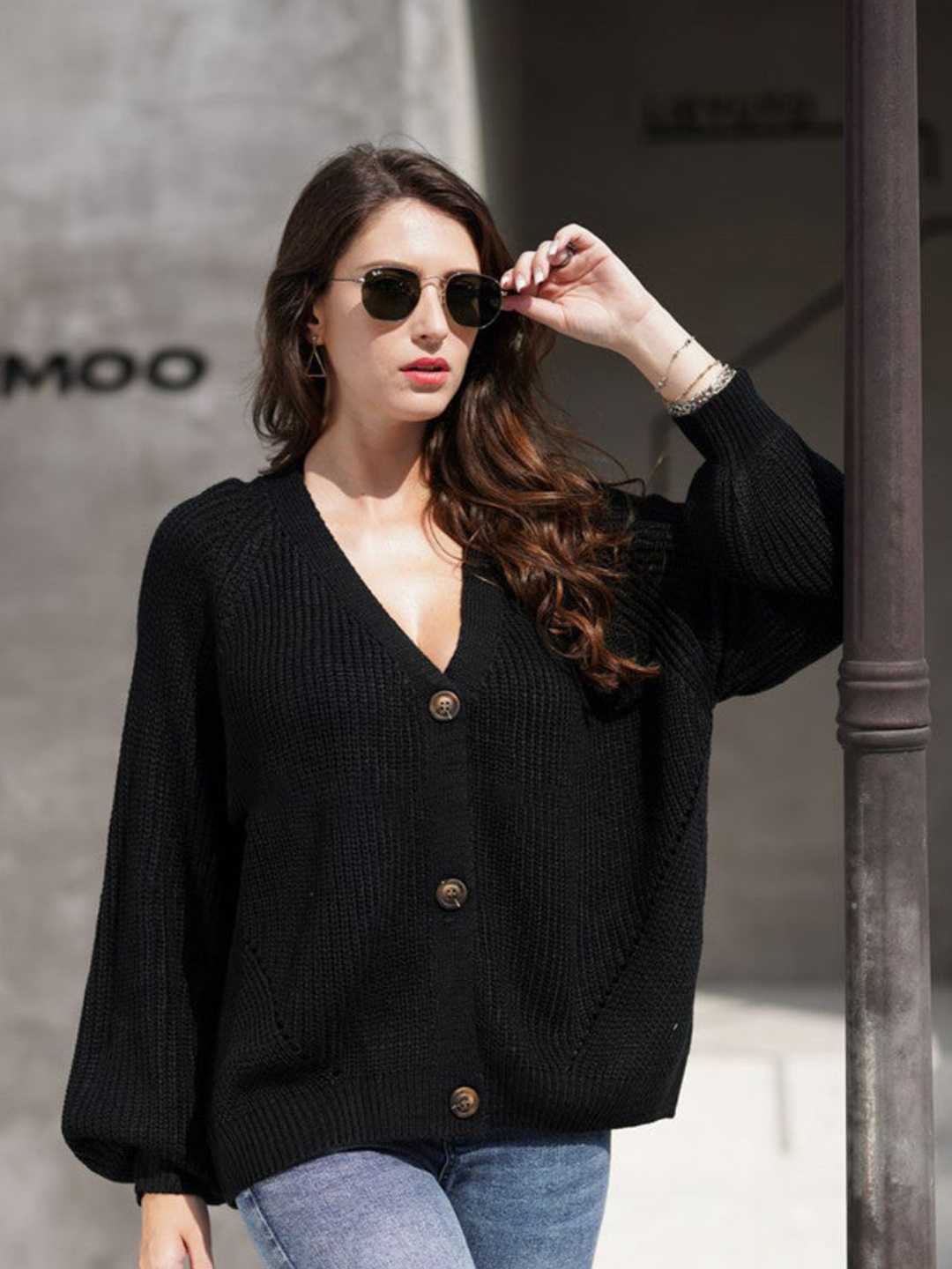 

Oh Rare Women Cable Knit Crop Pullover, Black
