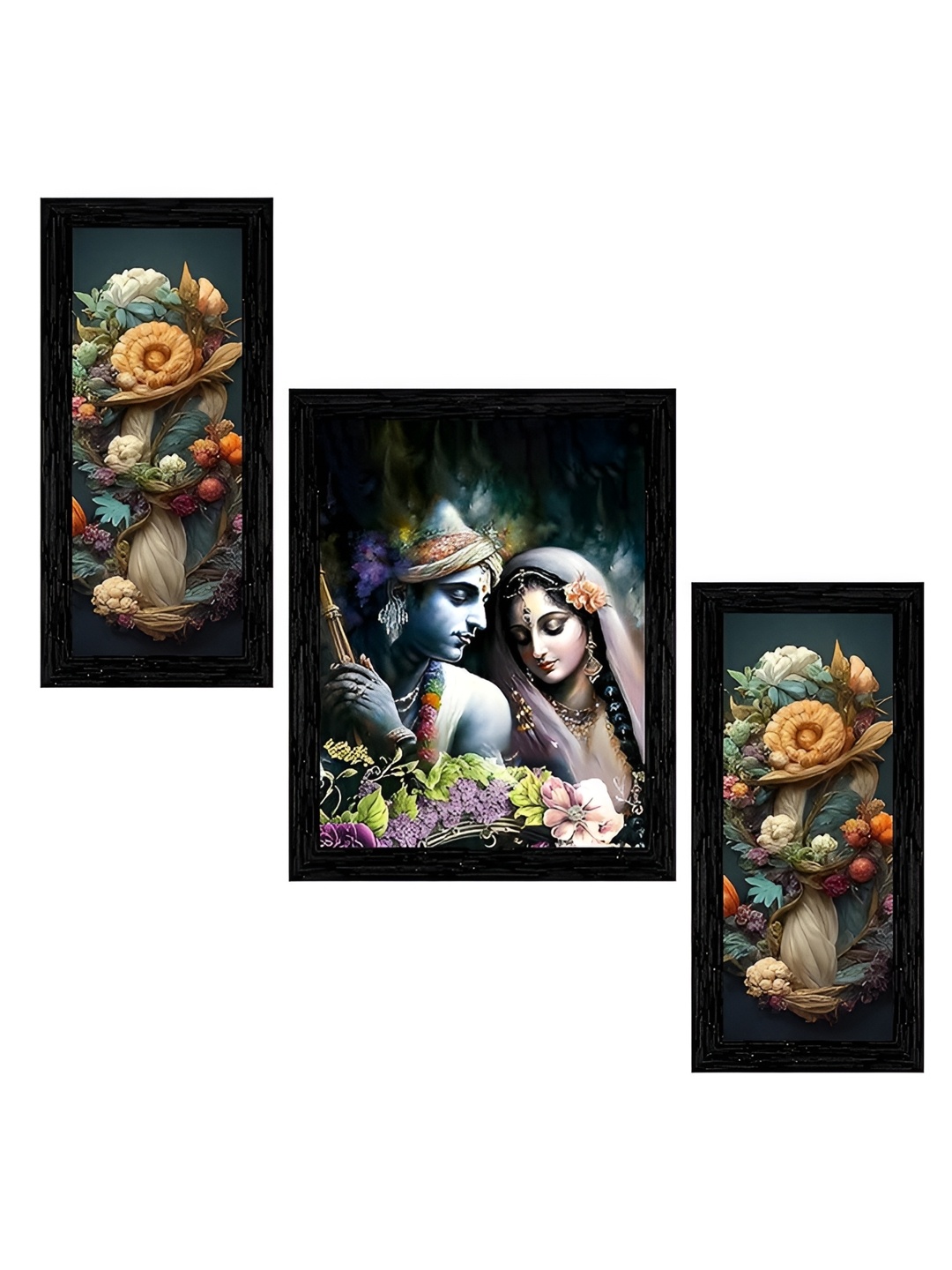 

Indianara Grey & Black 3 Piece Wood Religious Wall Paintings