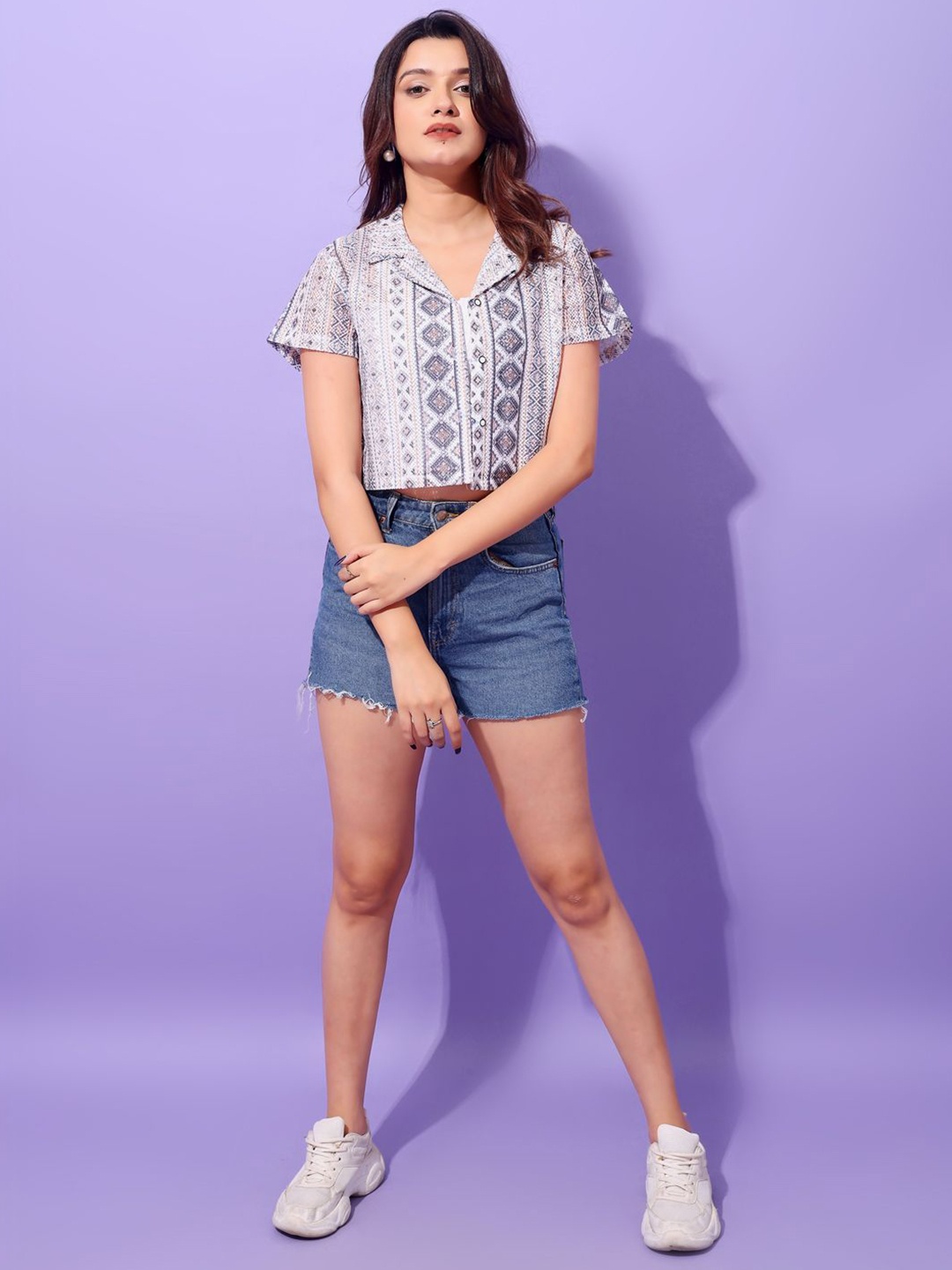 

Attire Empire Women Premium Opaque Printed Casual Shirt, Grey