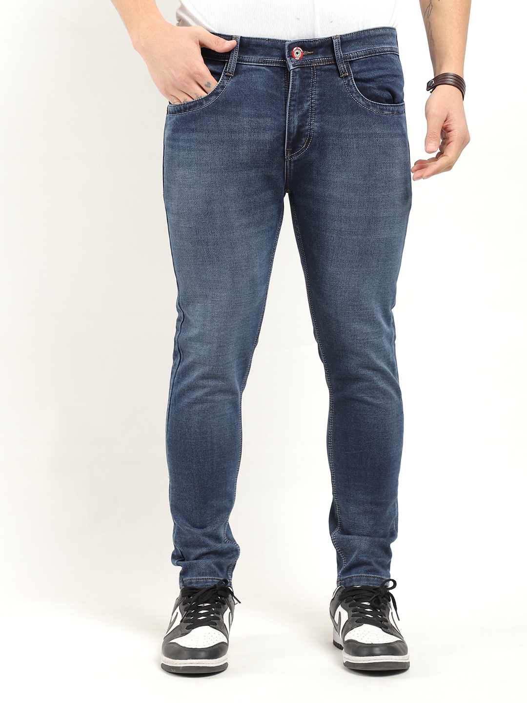 

JIMMY & JORDAN Men Jean Skinny Fit Low Distress Light Fade Jeans, Blue