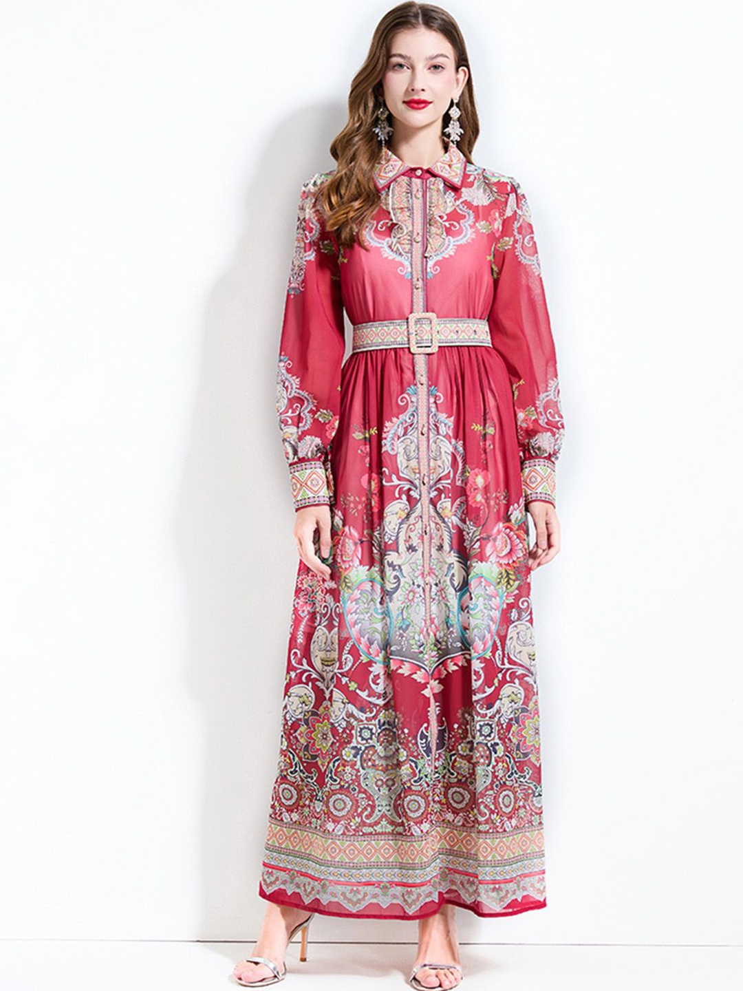 

JC Collection Floral Print Maxi Dress, Red