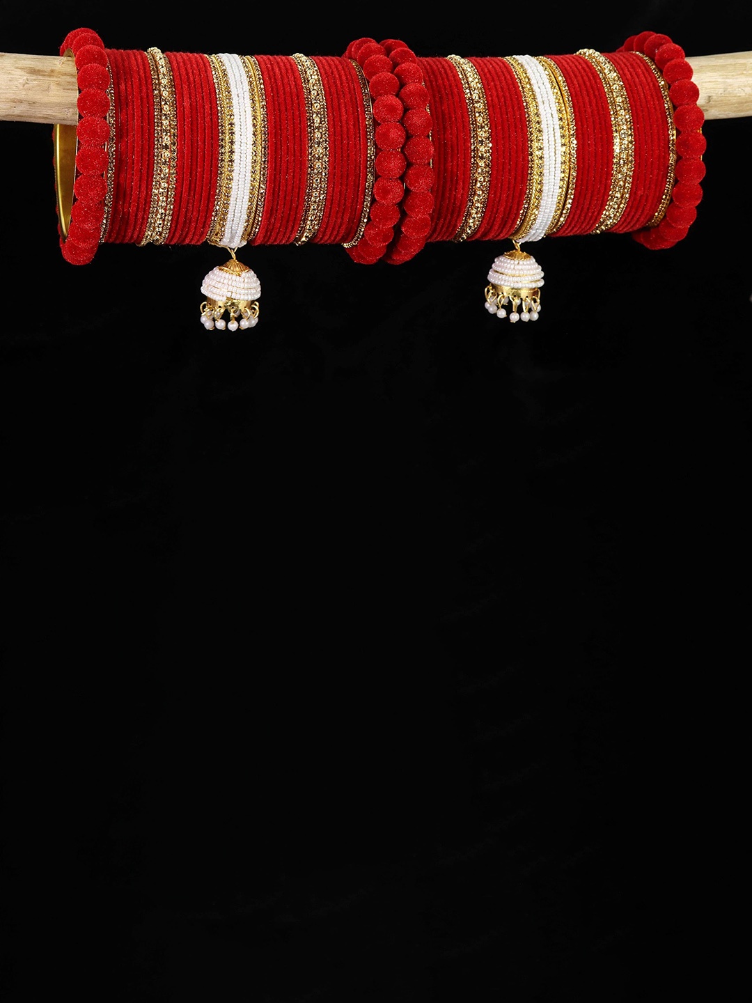 

ZULKA Set Of 74 Stone Studded & Beaded Bangles, Gold
