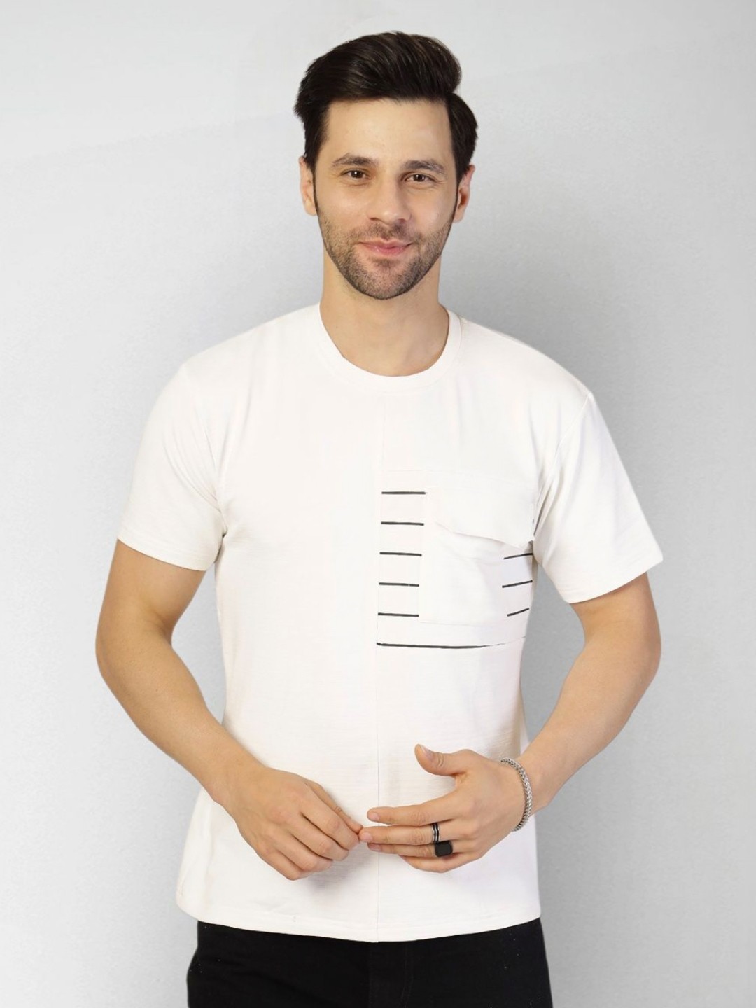 

Moda Rapido Men Monochrome T-shirt, White