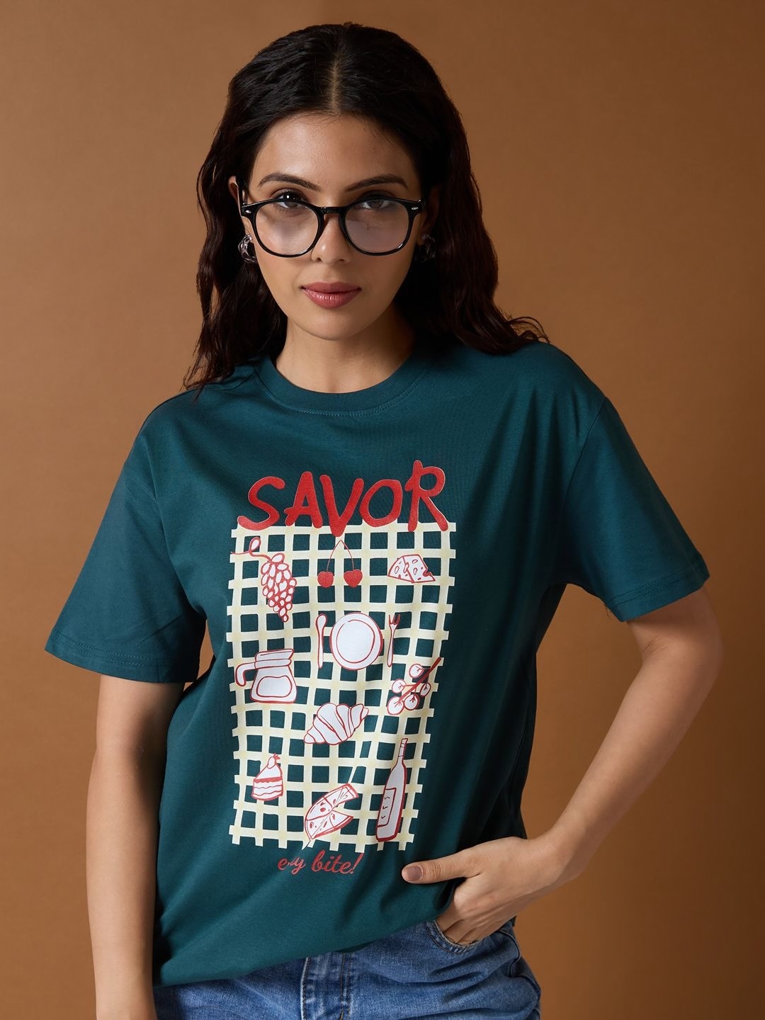 

Mast & Harbour Women Printed Applique T-shirt, Teal