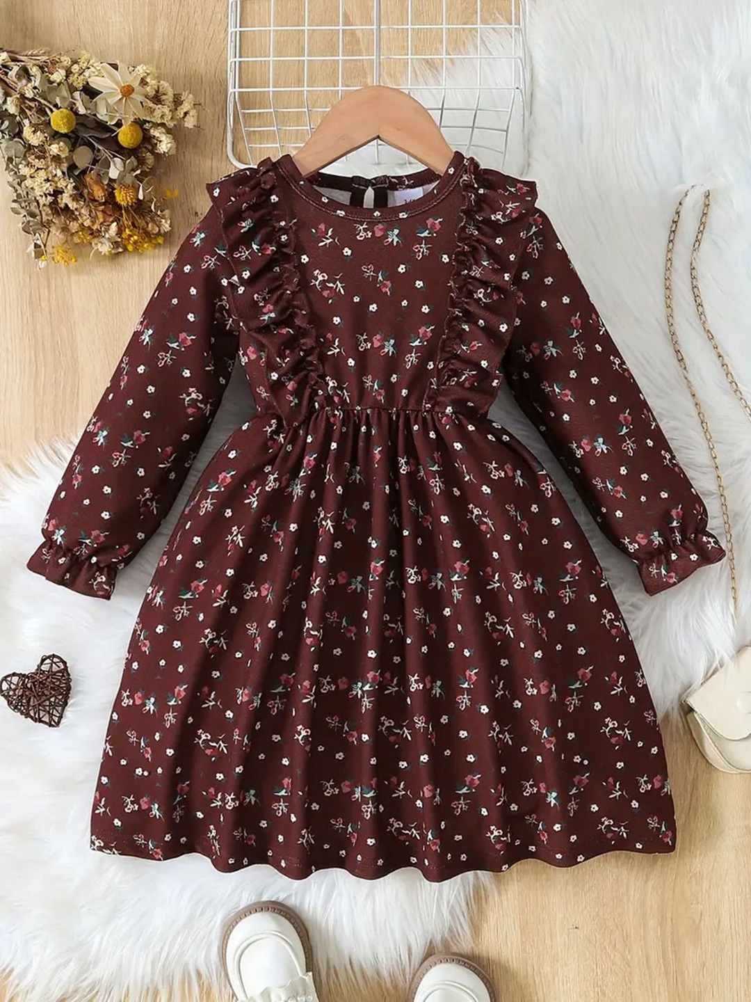 

BAESD Floral Print Fit & Flare Dress, Brown