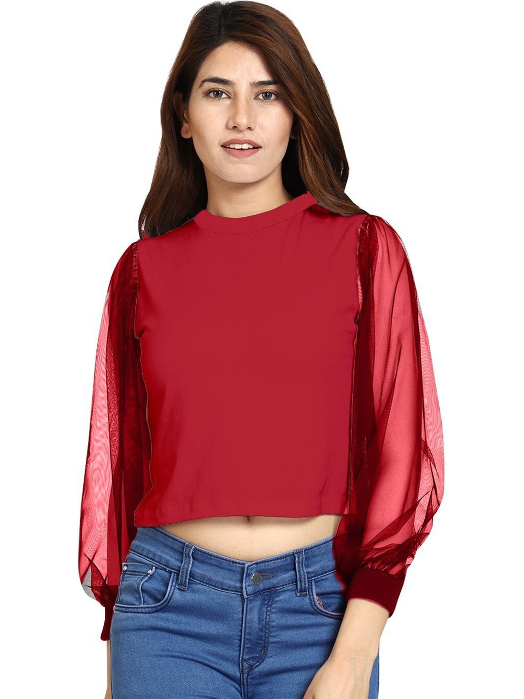 

ROARERS Puff Sleeve Top, Maroon