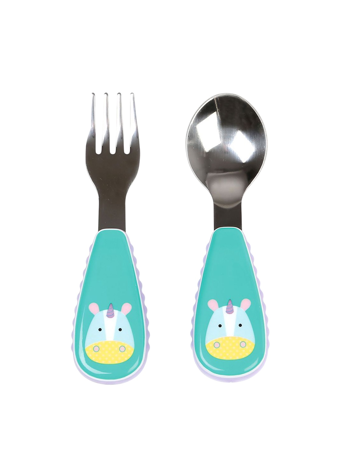 

Skip Hop Grey & Green Zoo Unicorn Fork & Spoon Utensils, Steel