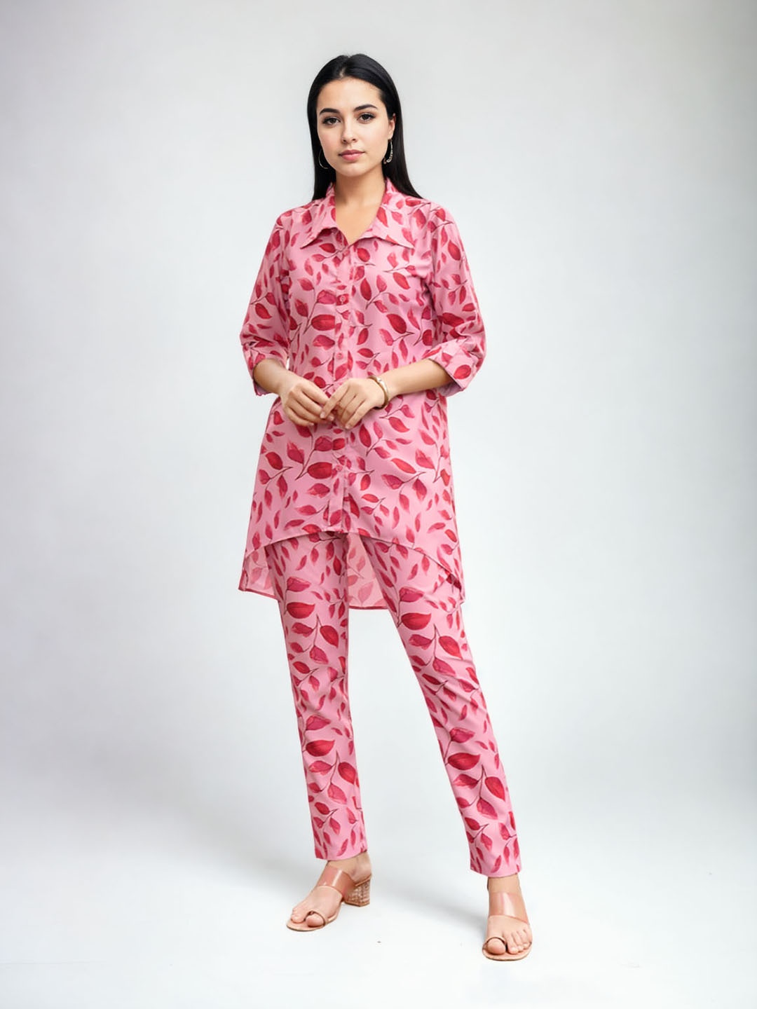 

Moda Rapido Floral Printed Shirt With Trousers, Pink