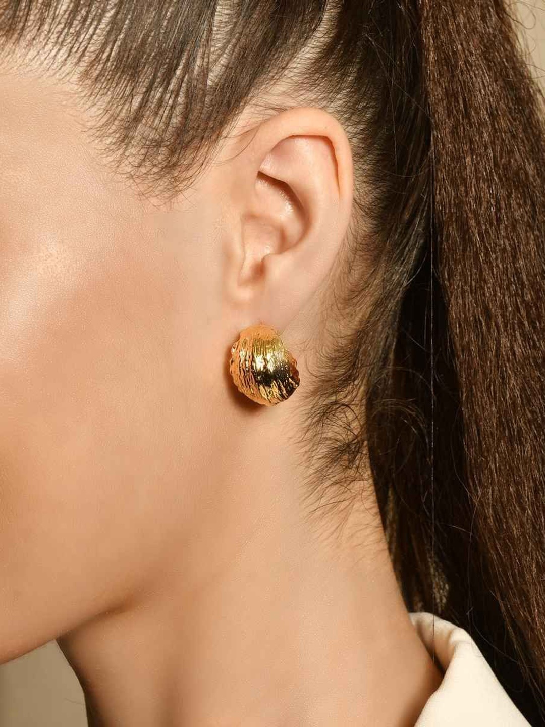 

MNSH Brass-Plated Contemporary Shaped Hoop Earrings, Gold