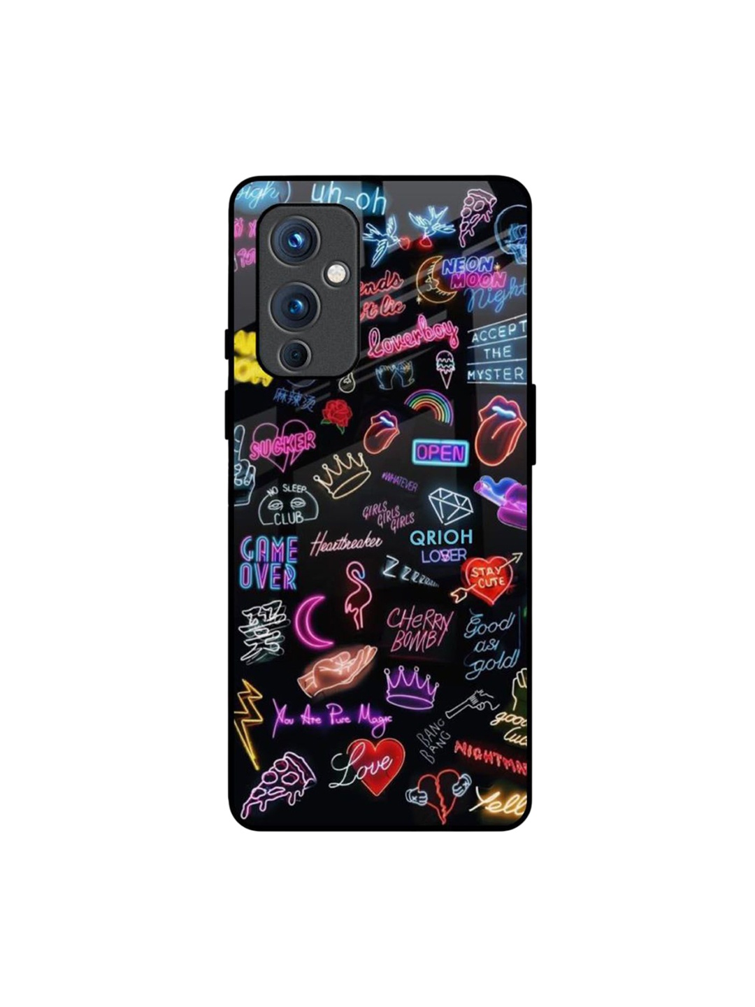 

QRIOH Quirky Printed OnePlus 9 Back Case Mobile Accessories, Black