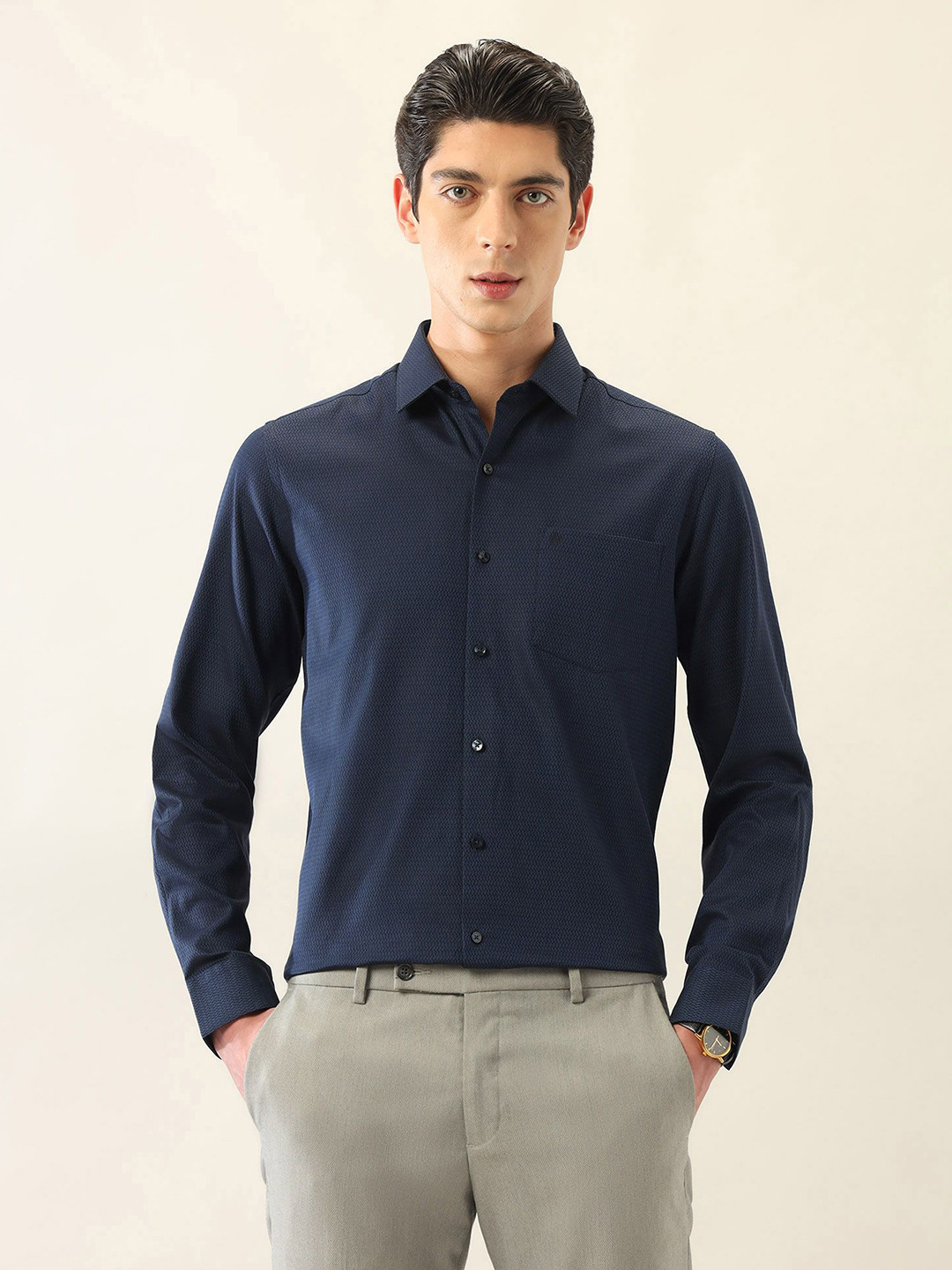 

Arrow Men Slim Fit Opaque Printed Formal Shirt, Blue