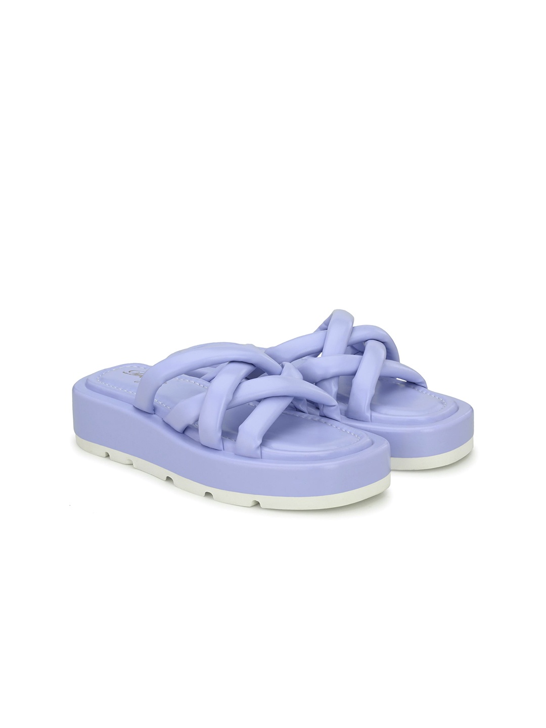 

Delize Striped Platform Sandals, Purple