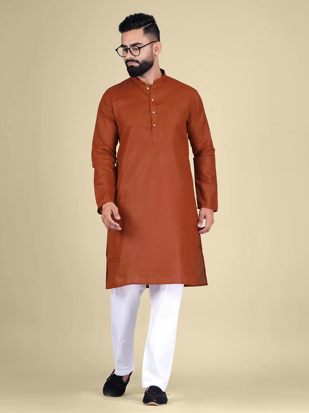 

Moda Rapido Mandarin Collar Straight Kurtas, Brown
