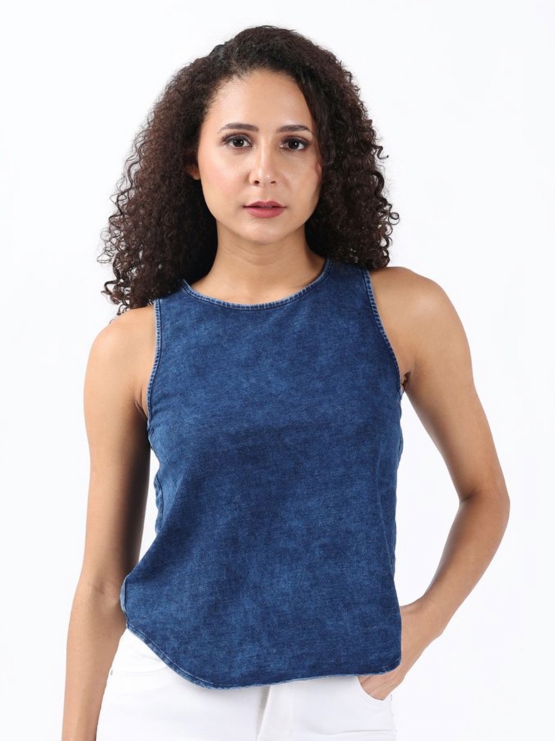 

Bonnaty Women Dyed Applique T-shirt, Blue