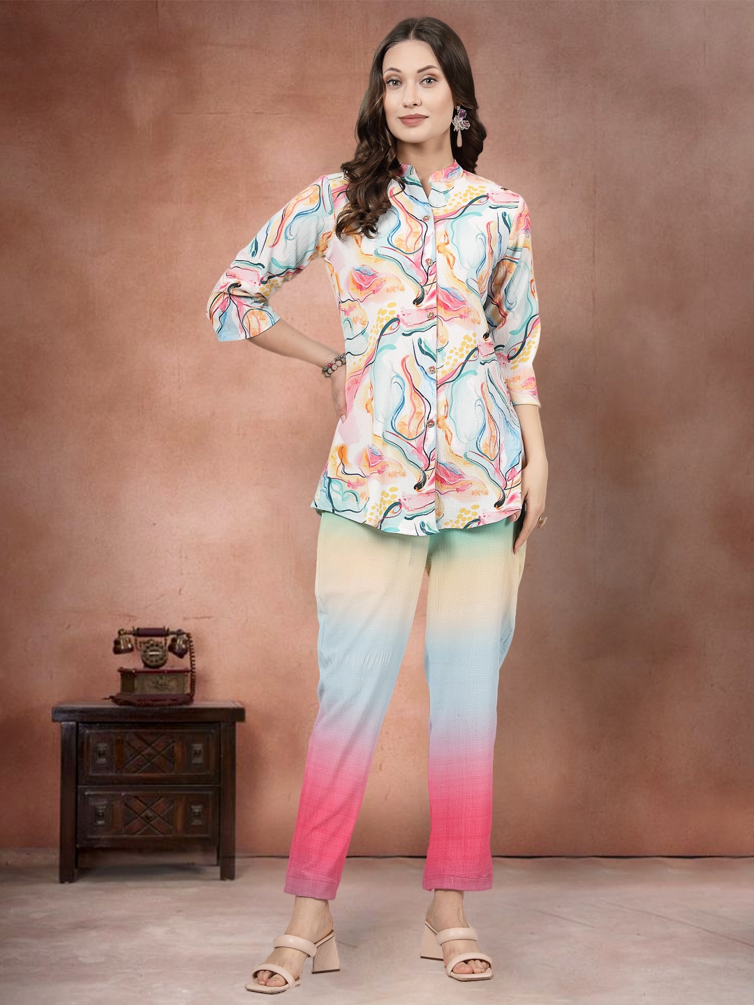 

all about you Ombre Printed Shirt with Trousers Co-Ords, Pink