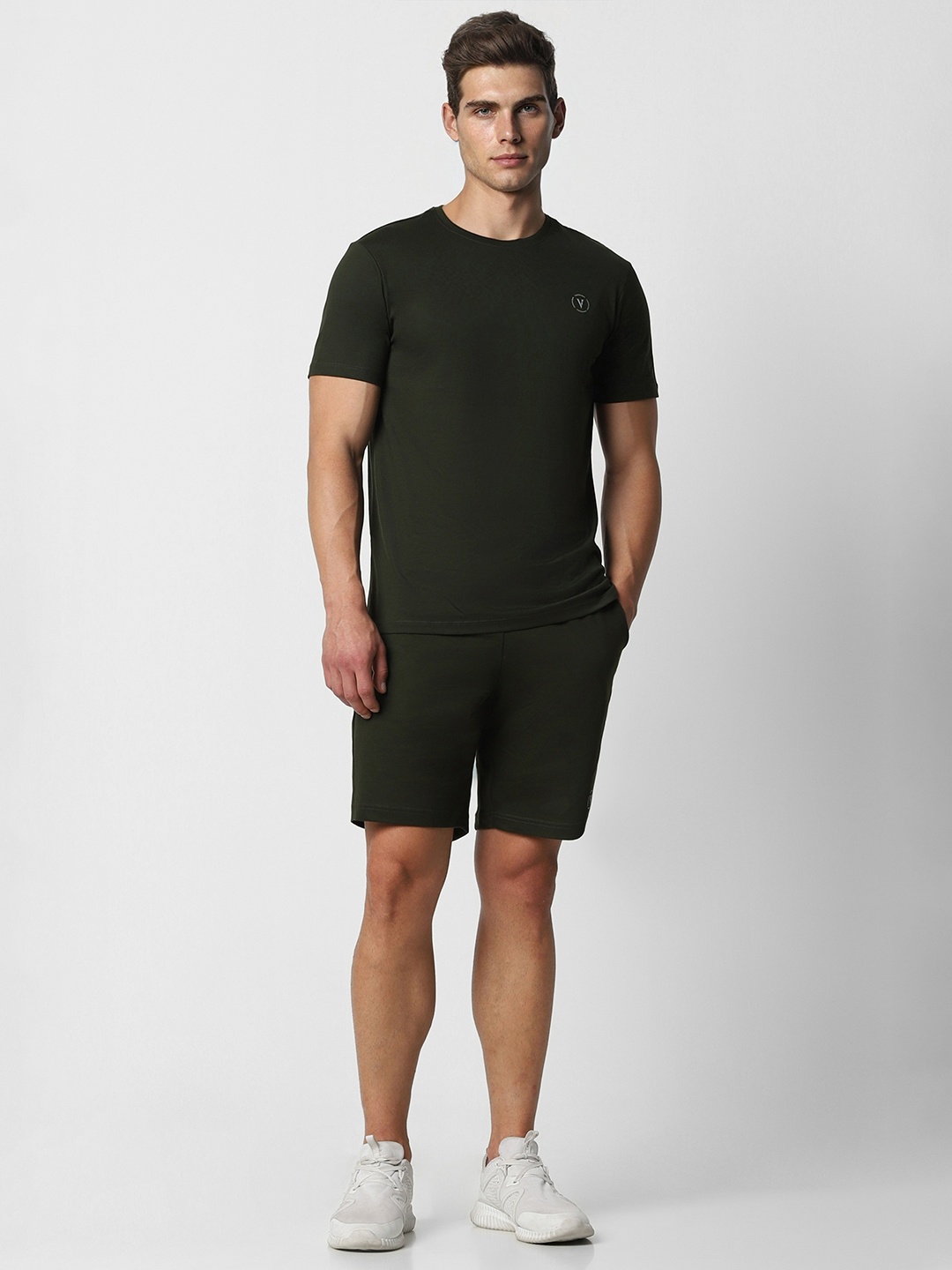 

Van Heusen Flex Pure Cotton Crew Neck T-shirt and Shorts, Green
