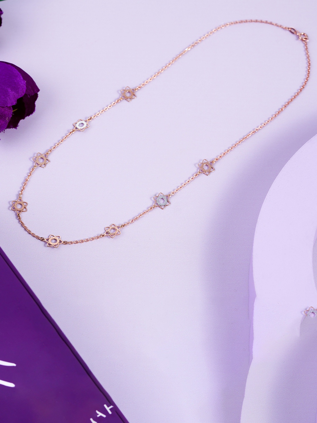 

KIORAH Sterling Silver Rose Gold-Plated Minimal Necklace
