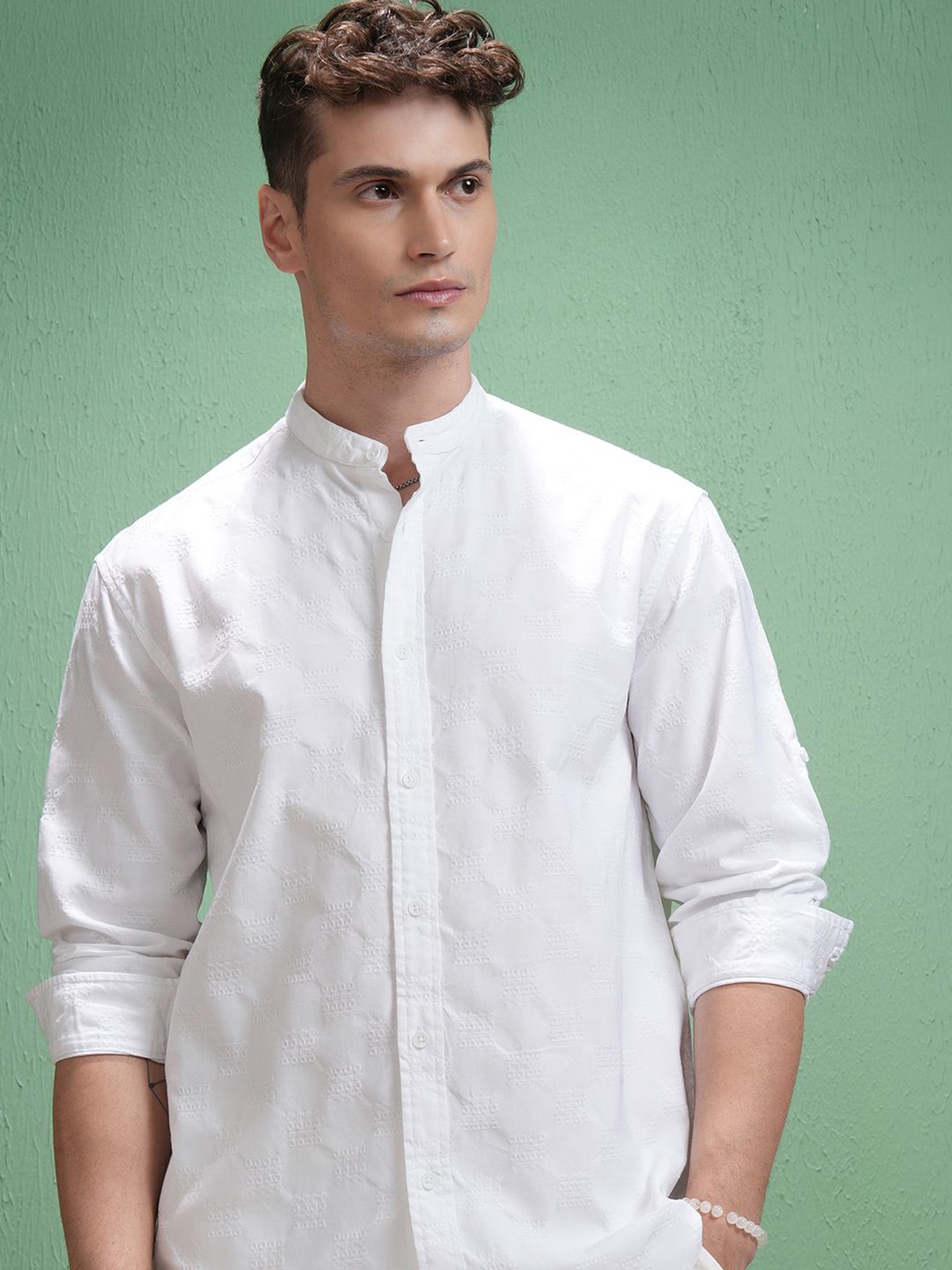 

HIGHLANDER Men Opaque Casual Shirt, White