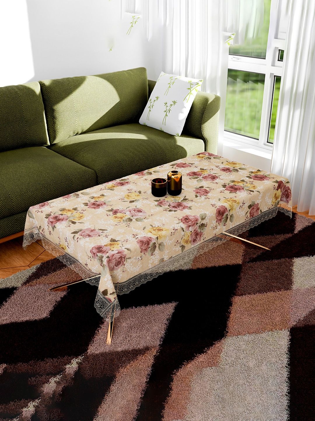 

Kuber Industries Beige Waterproof Plastic 4-Seater Table Cover