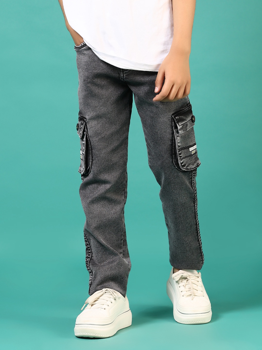 

V-Mart Boys Highly Distressed Heavy Fade Jeans, Black