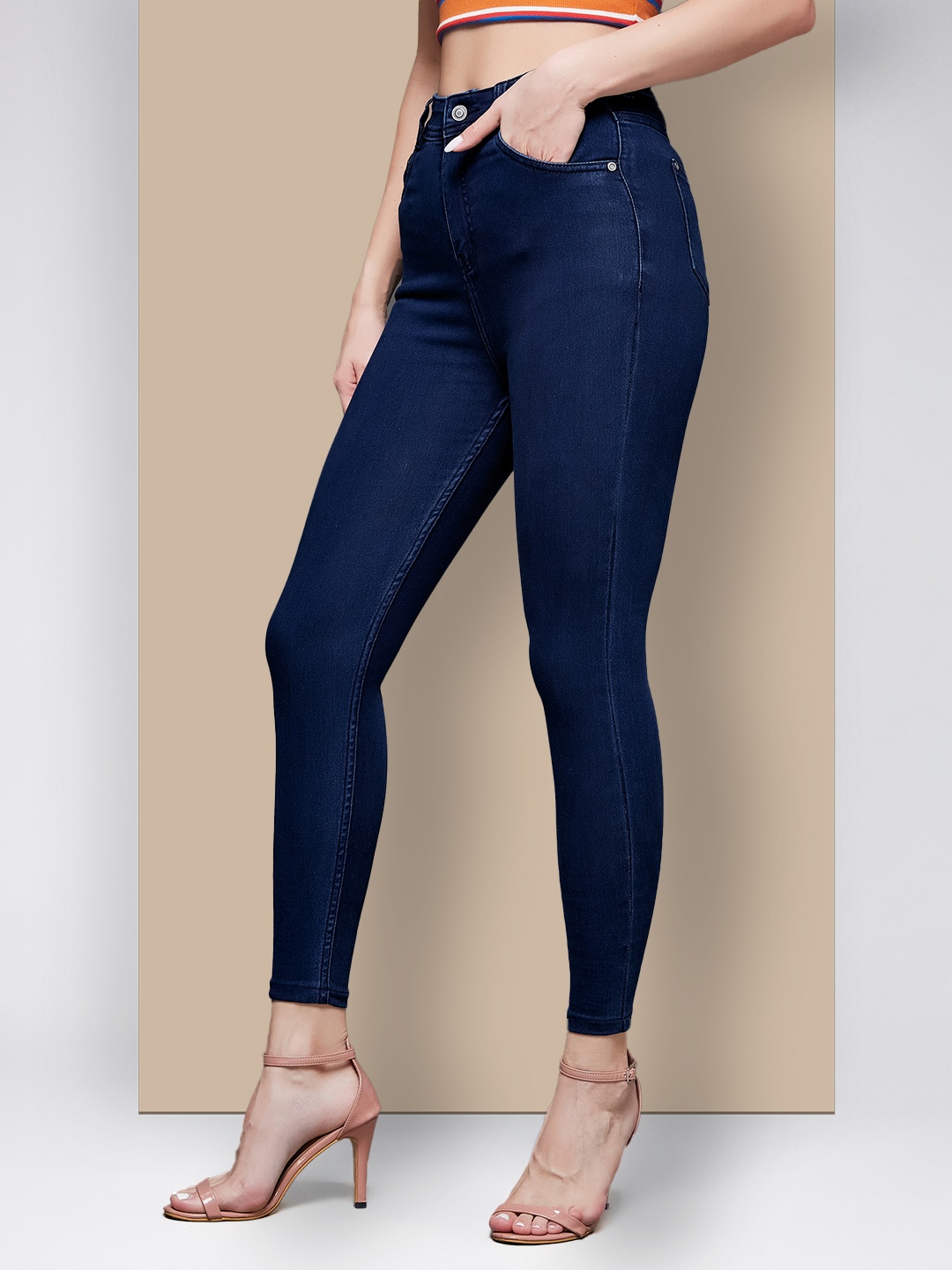 

Chemistry Women Skinny Fit High-Rise Stretchable Jeans, Navy blue