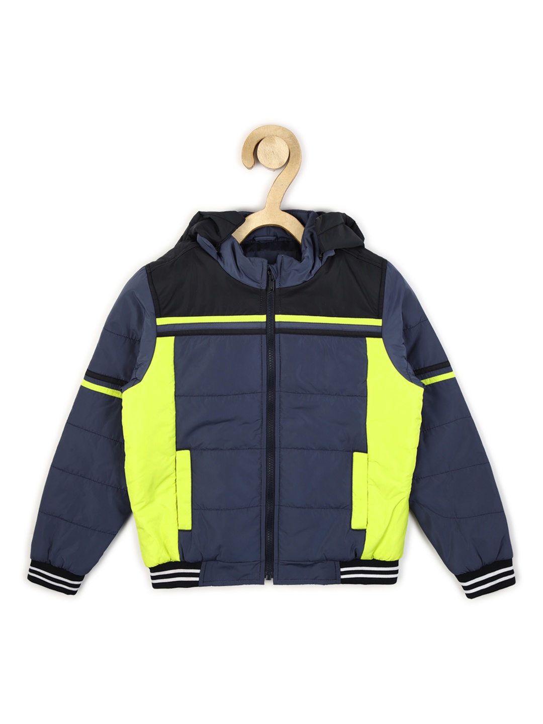 

Allen Solly Junior Boys Colourblocked Open Front Jacket with Patchwork, Navy blue