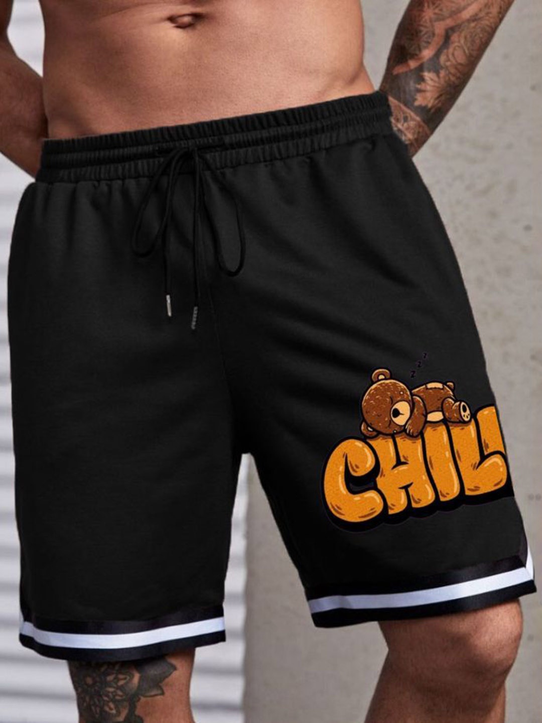 

culish Men Printed High-Rise Training or Gym Shorts, Black