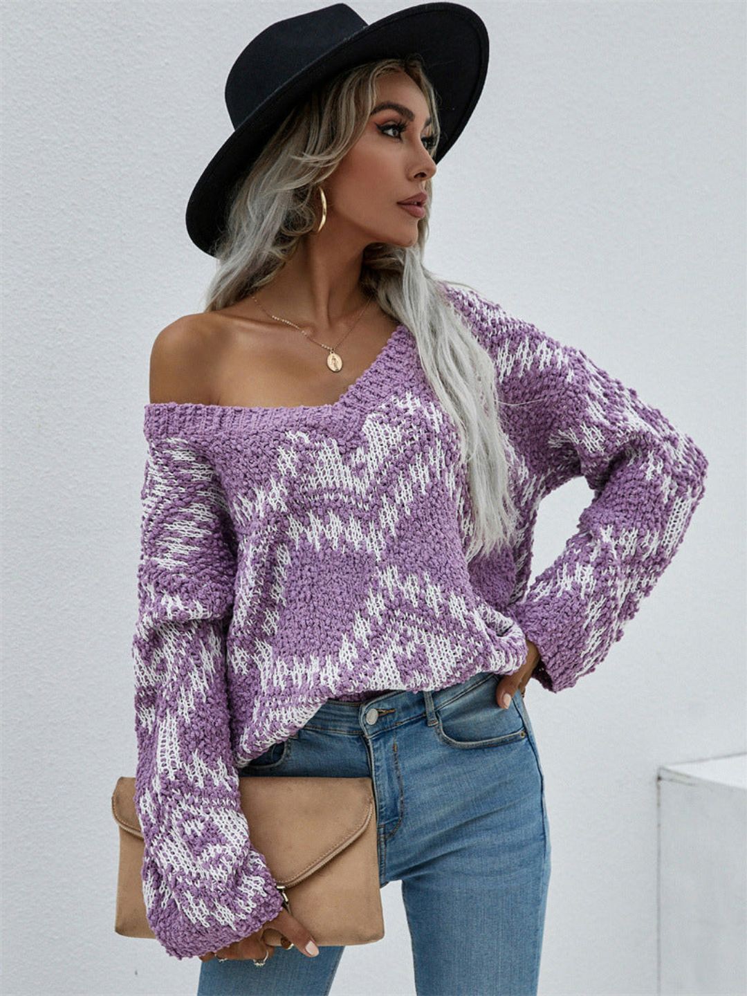 

Oh Rare Women Cable Knit Pullover, Purple