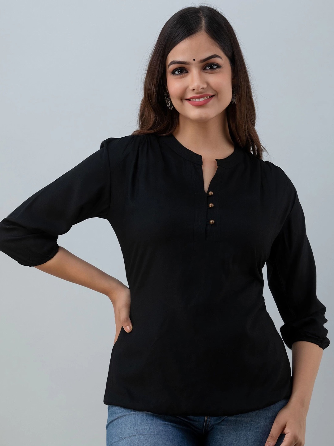

HIMANC Shirt Style Top, Black