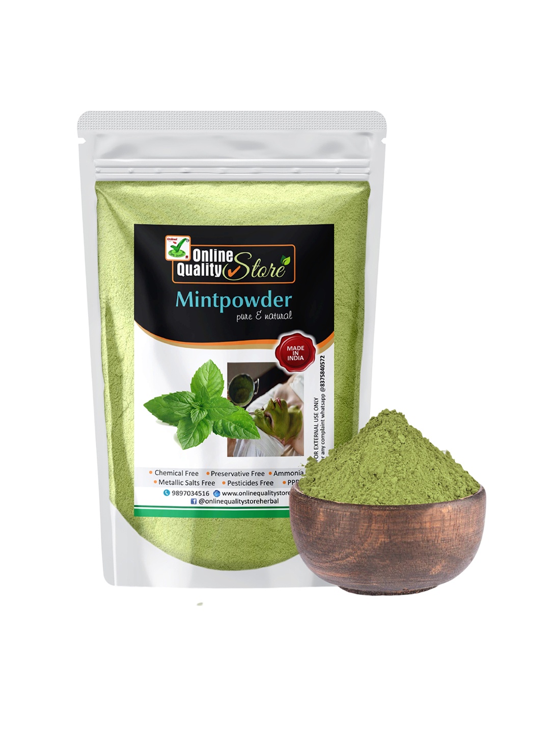 

Online Quality Store Set Of 3 Pure And Natural Mask Powder - 50 g Each, Green