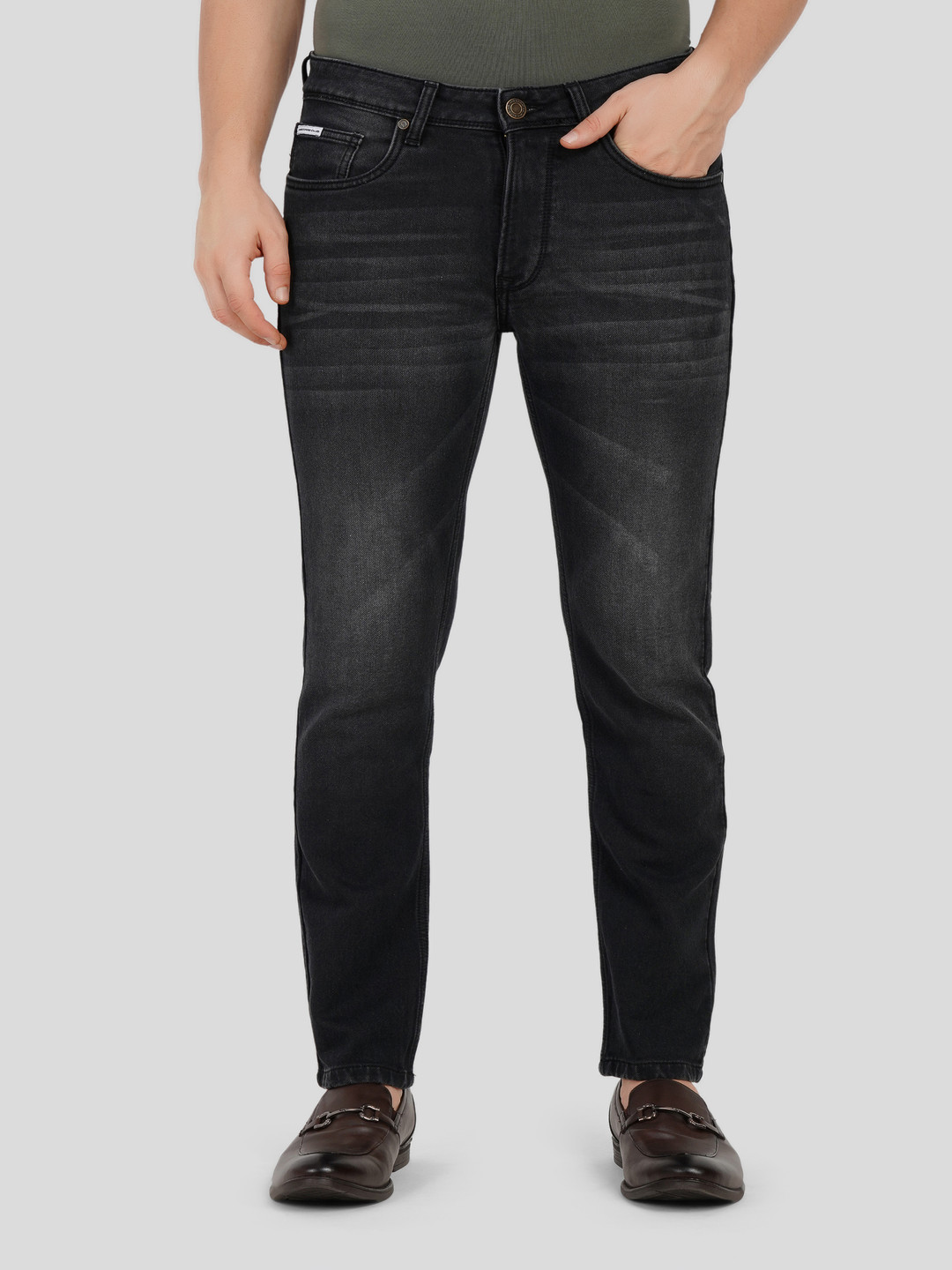 

Underrated Club Men Slim Fit Mid-Rise Heavy Fade Jeans, Black