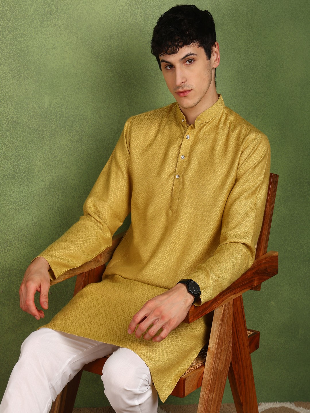 

PulseIQ Men Regular Kurta with Pyjamas, Green