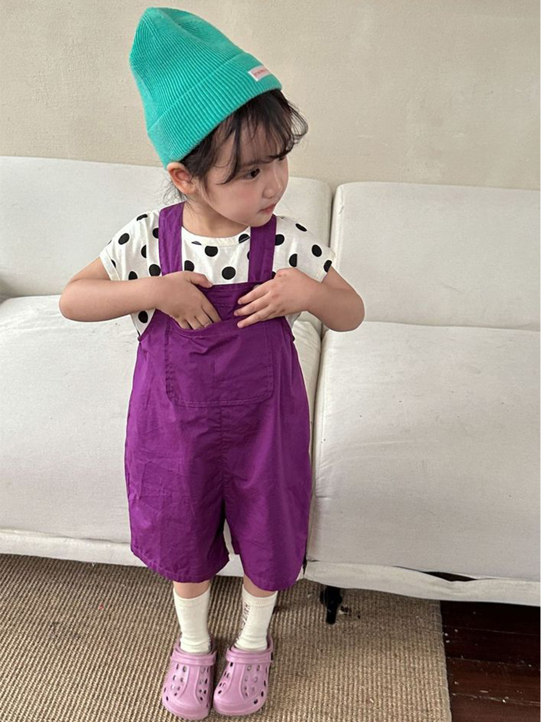 

LULU & SKY Girls Basic Jumpsuit, Purple