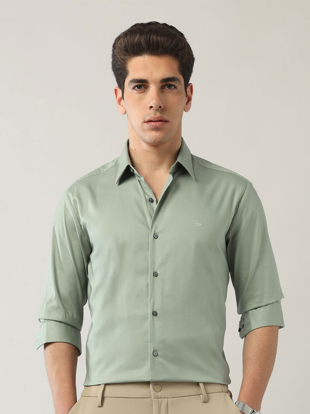 

Arrow New York Men Slim Fit Opaque Formal Shirt, Green