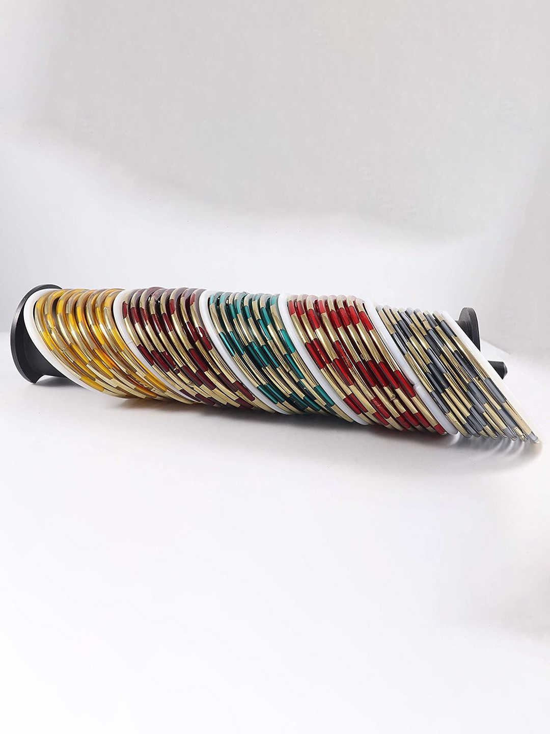 

ZULKA Set Of 30 Glass Sleek & Glossy Finish Bangles, Grey