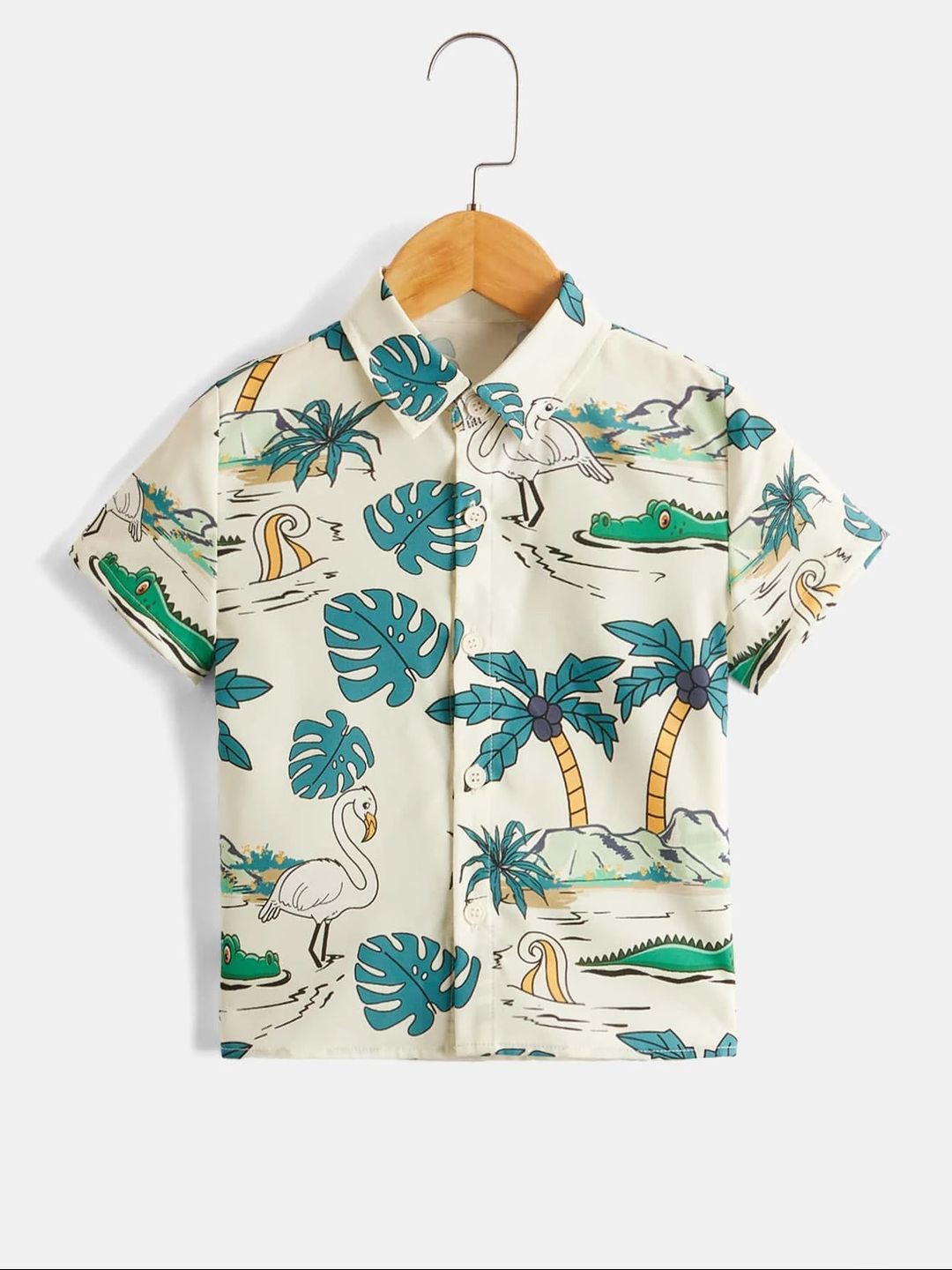 

BAESD Boys Standard Opaque Printed Party Shirt, White
