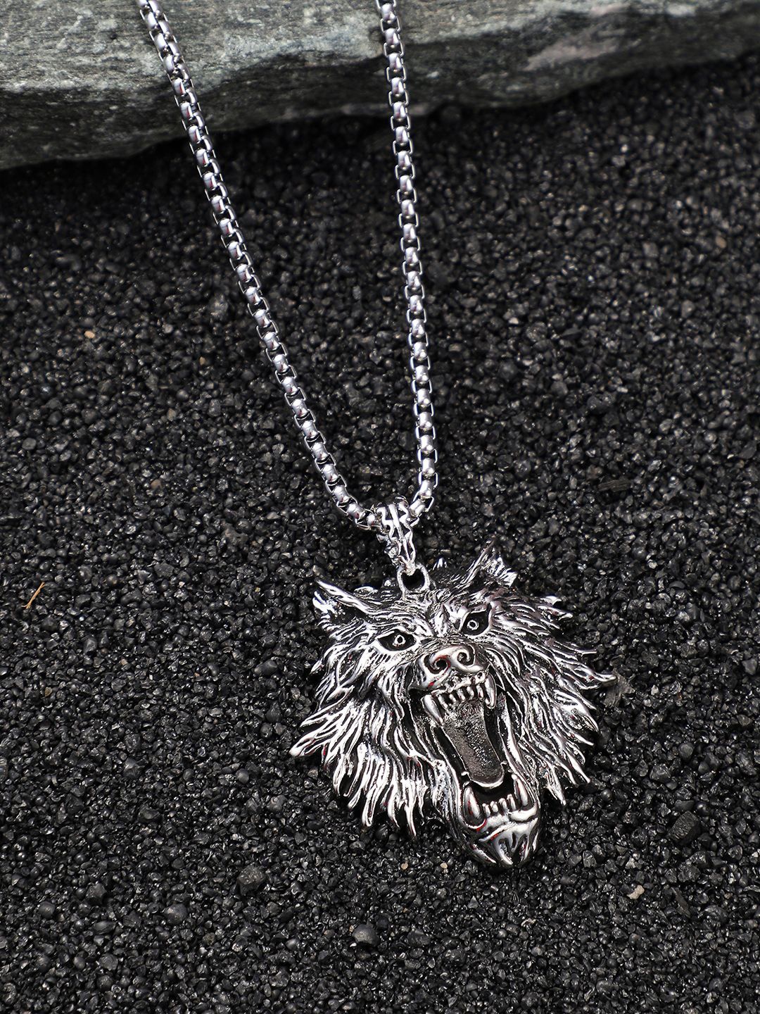 

French Accent Men Silver-Plated Pendant With Chain