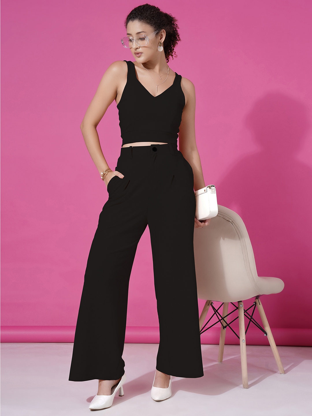 

Moda Rapido Sleeveless Top & Trousers Co-Ords Set, Black