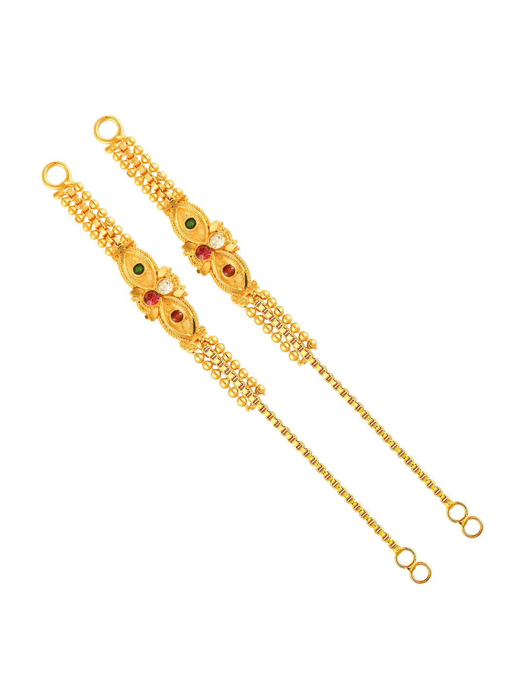 

DIVASTRI Gold-Plated Artificial Stones Studded Geometric Shaped kanoti Ear chain