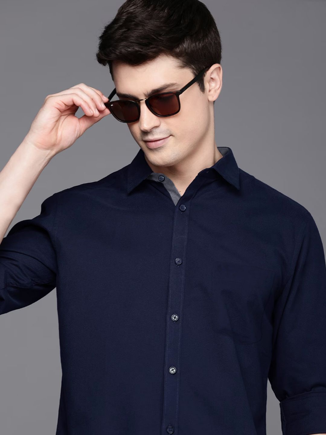 

SZN Men Standard Opaque Formal Shirt, Navy blue