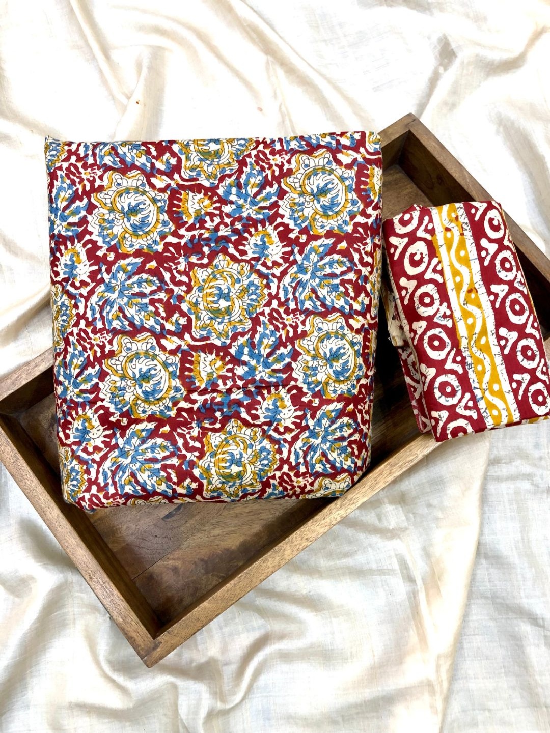 

PALASH Floral Printed Block Print Technique Pure Cotton Unstitched Dress Material, Maroon