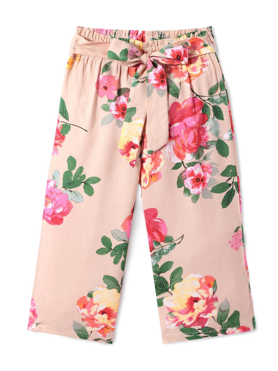 

CrayonFlakes Girls Floral Printed Palazzos, Pink