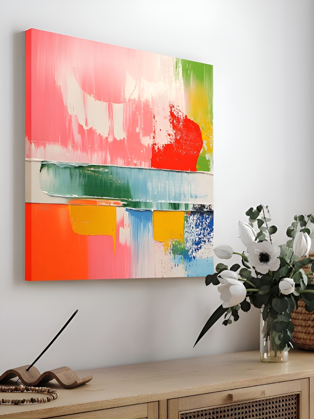 

Myntra Elegant Homes Multicoloured 1 Piece Canvas Abstract Wall Paintings, Pink