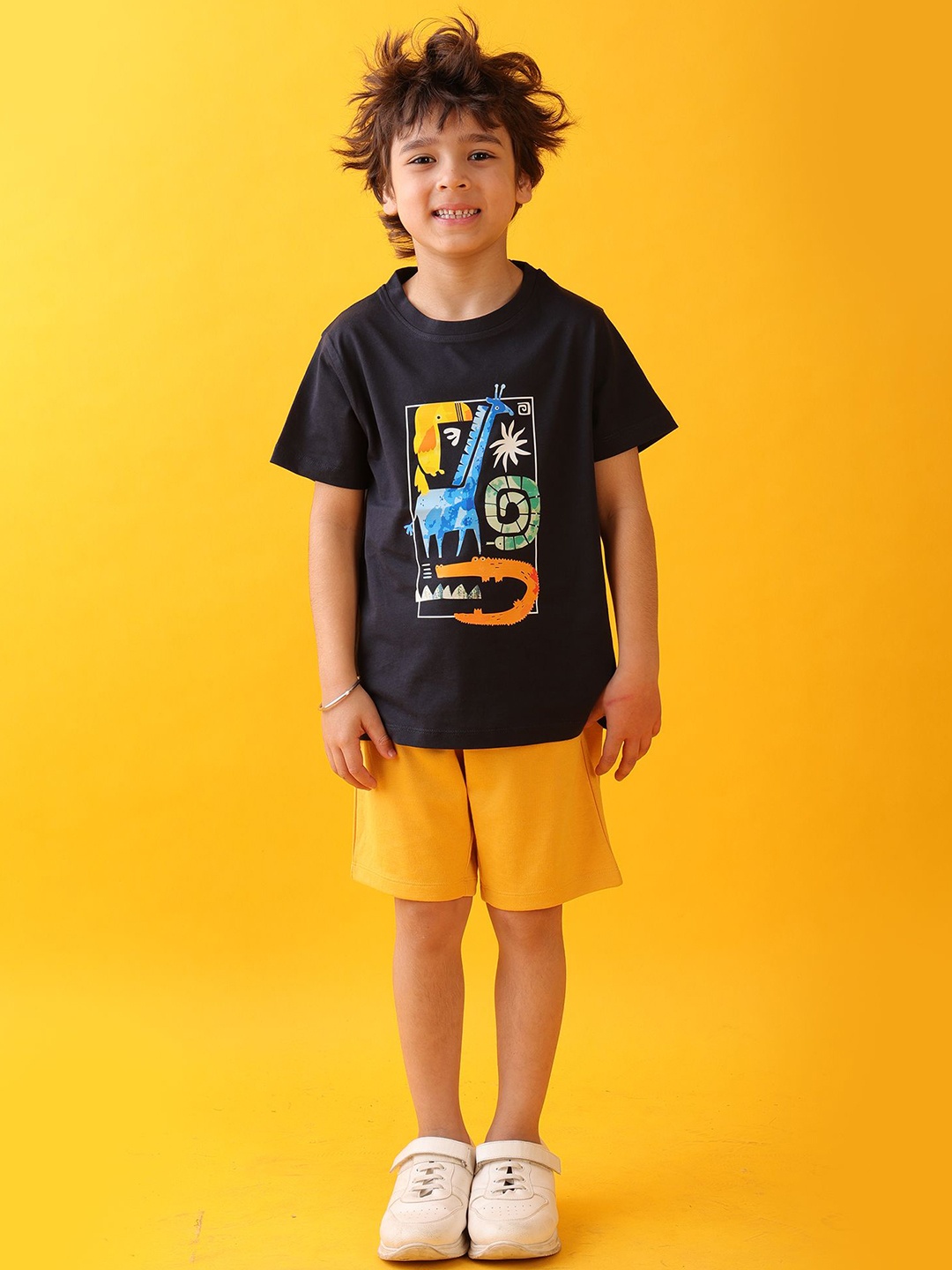 

Anthrilo Boys Printed T-shirt with Shorts, Navy blue