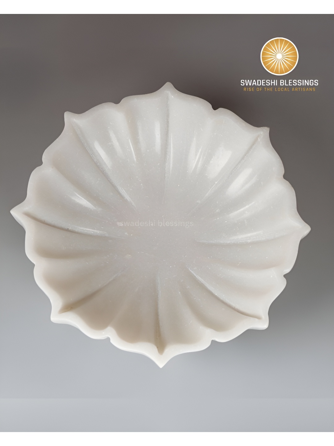 

Swadeshi Blessings White Lotus Marble Decorative Bowl - 30.48cm