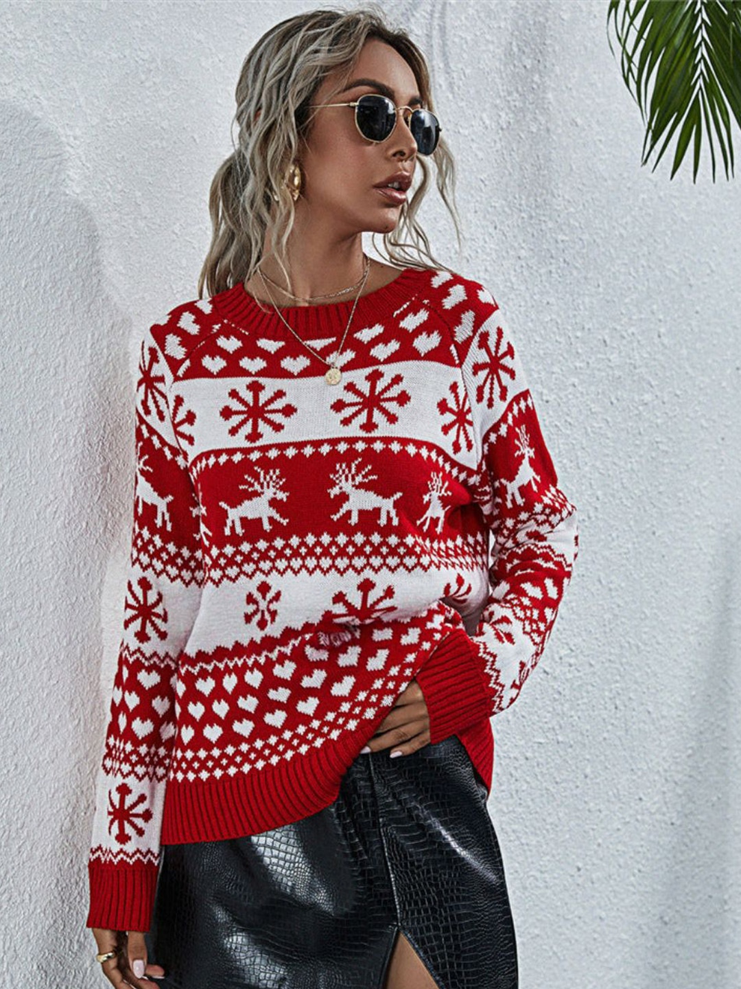 

Oh Rare Women Printed Pullover, Red