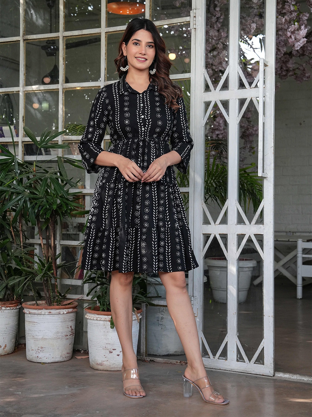 

all about you Print A-Line Dress, Black